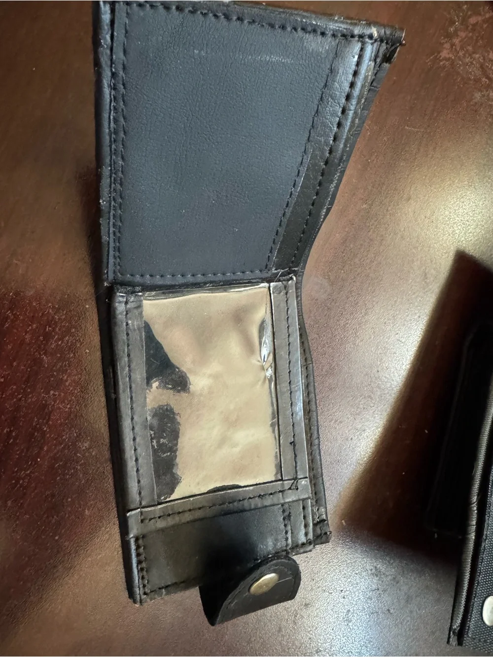 Croc-Embossed Black Leather Bifold Wallet with Snap